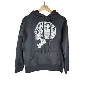NEW ORLEANS Emma Black Big Easy Skull Print Active Emo Punk Hoodie SZ M